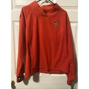 Ladies Maryland Terrapin Red Pullover w/ Testudo Mascot Thumbhole - Sz XL
